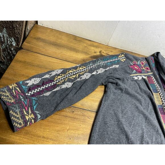 Johnny Was Sweater Womens L Duster Open Embroidered Cardigan Floral Southwestern - Picture 4 of 10